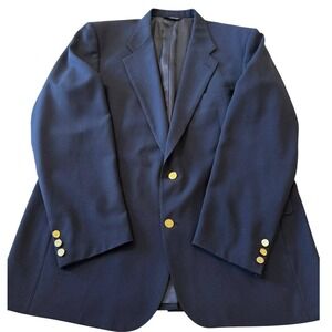 Burberrys Vintage Navy Blue Pure Wool 100% Blazer Gold Crested Buttons Men's IVY